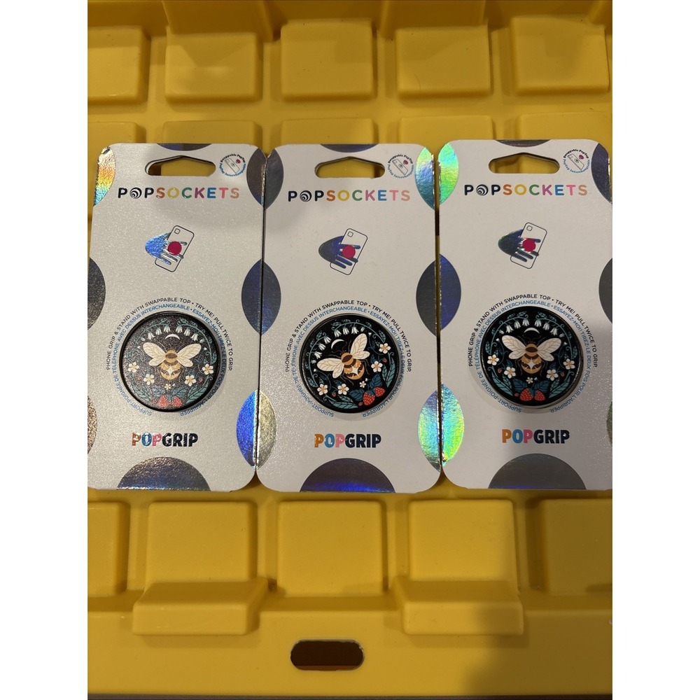 PopSockets PopGrip Phone Grip & Stand with Swappable Top - Bee Boho Lot Of 3